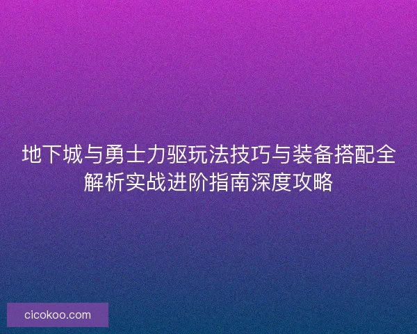 地下城与勇士力驱玩法技巧与装备搭配全解析实战进阶指南深度攻略