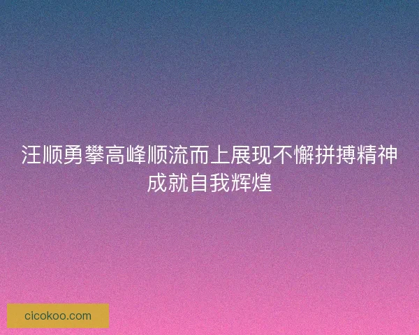 汪顺勇攀高峰顺流而上展现不懈拼搏精神成就自我辉煌